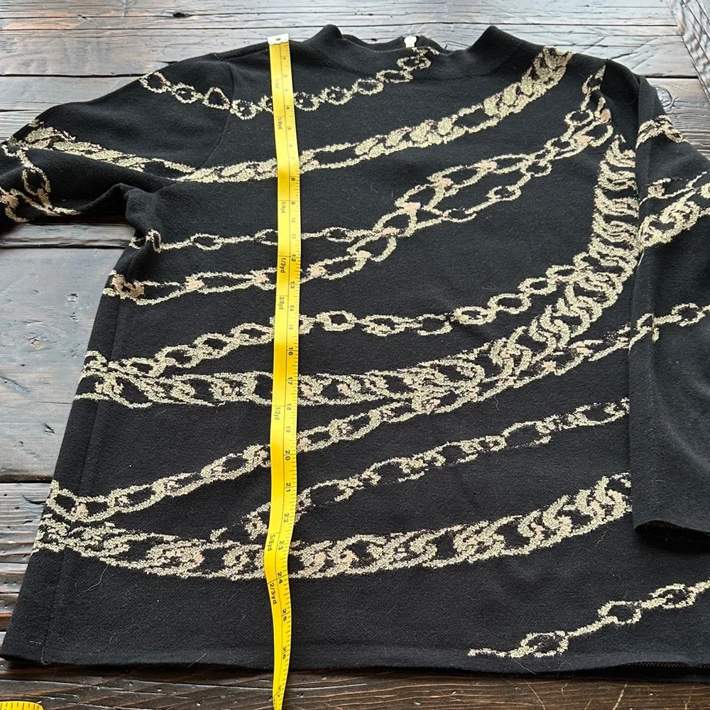 Chico's Black and Tan Chain Design Sweater Size L - Picture 7 of 8